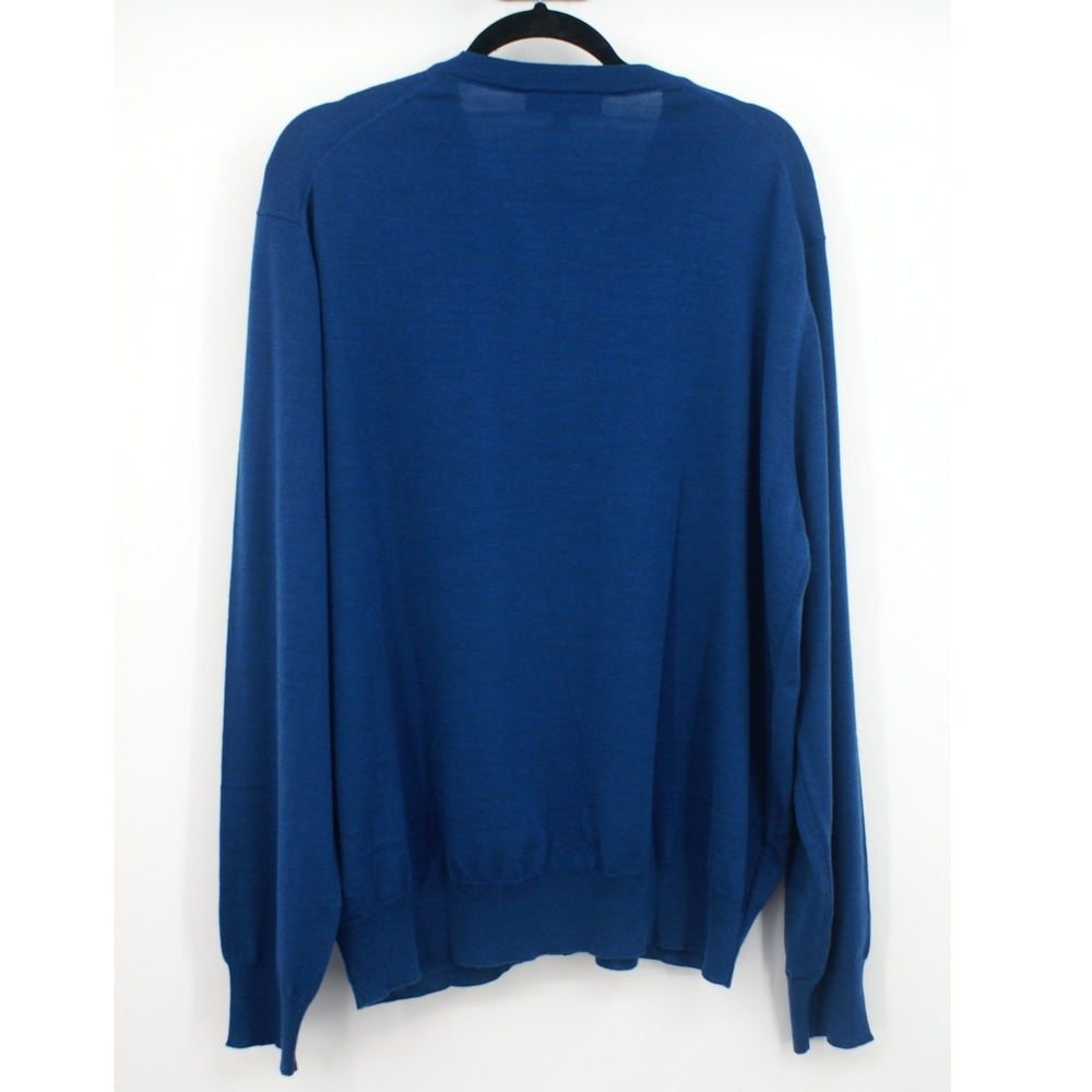Brooks Brothers BrooksTech Merino V-Neck Sweater XXL Blue Washable Wool Italy - Picture 3 of 9